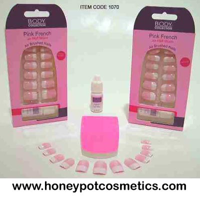 Body Collection Airbrushed nails with glue (12 UNITS)