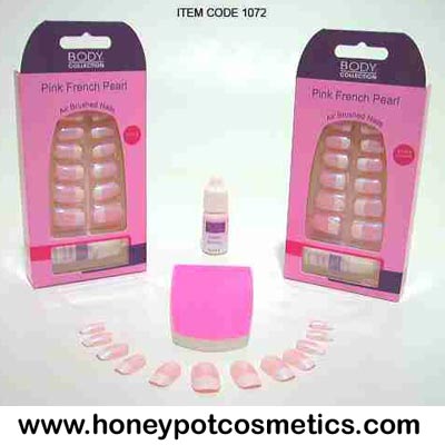 Body Collection Airbrushed nails with glue (12 UNITS)