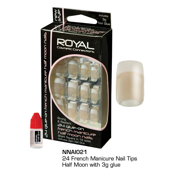 Royal 24 French Manicure Beige Short Round Nail Tips (12 UNITS) - Click Image to Close