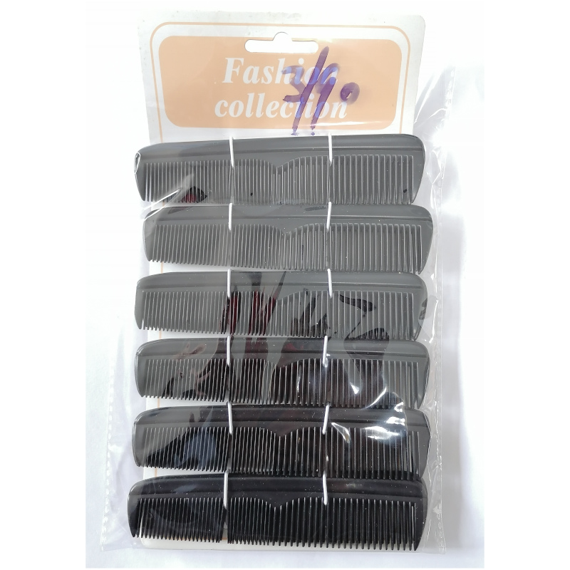 Fashion Collection Black Pocket Combs on Card (12 UNITS) - Click Image to Close