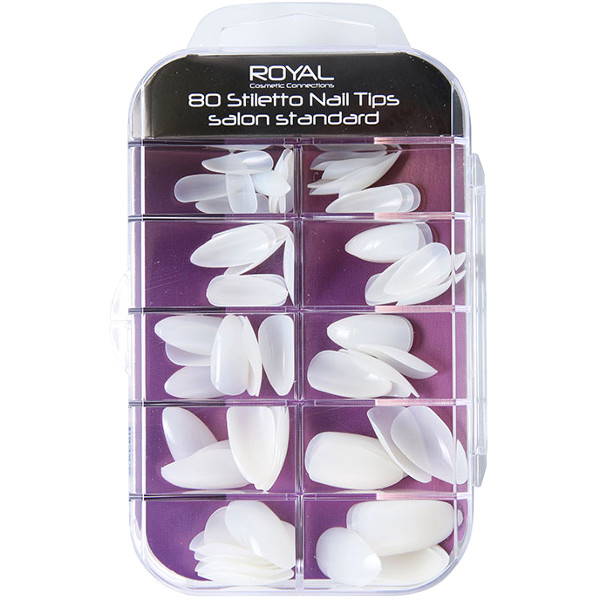 Royal 80 Stiletto Nail Tips Salon Standard (12 UNITS) - Click Image to Close