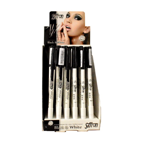 Saffron Black & White Double-Ended Eyeliner Pencil (36 UNITS) - Click Image to Close