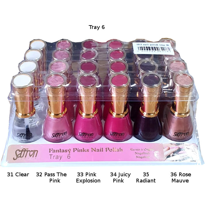 Saffron Fantasy Pinks Nail Polish Tray 6 13ml (24 UNITS) - Click Image to Close