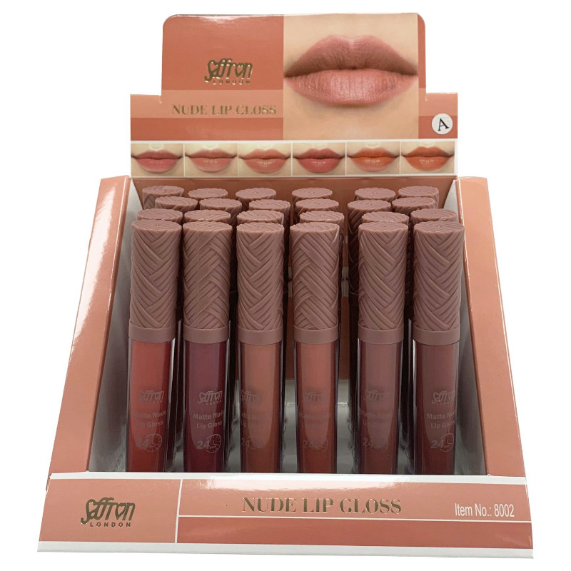 Saffron London Matte Nude Lip Gloss Tray A - (24 UNITS) - Click Image to Close